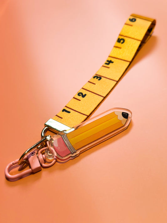 ✏️ Maßband Schlüsselband mit Acrylanhänger ✏️